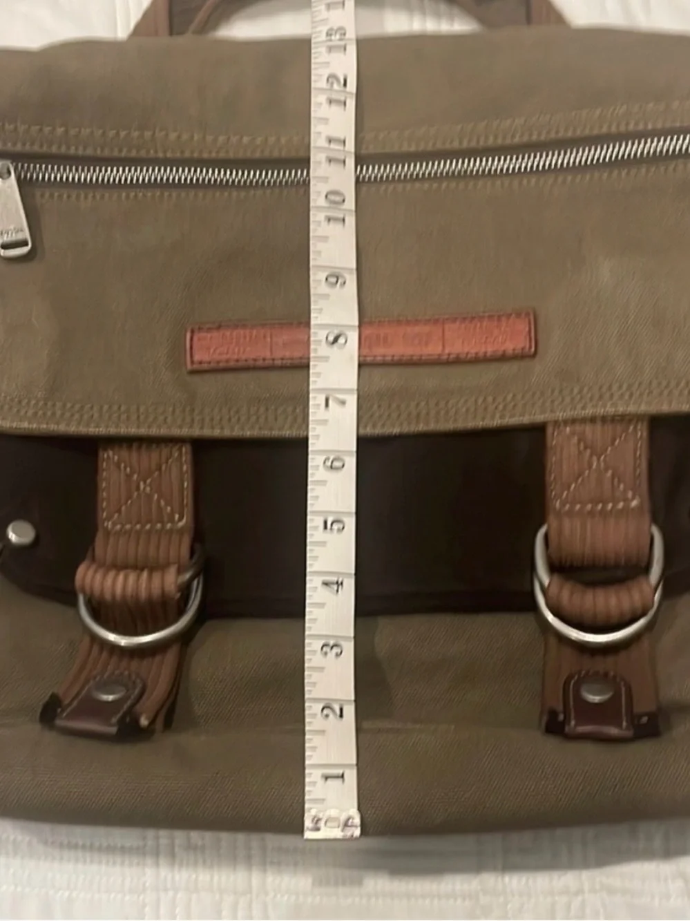 Fossil Vintage Canvas Messenger Utility Bag Brown and Tan Gently Loved